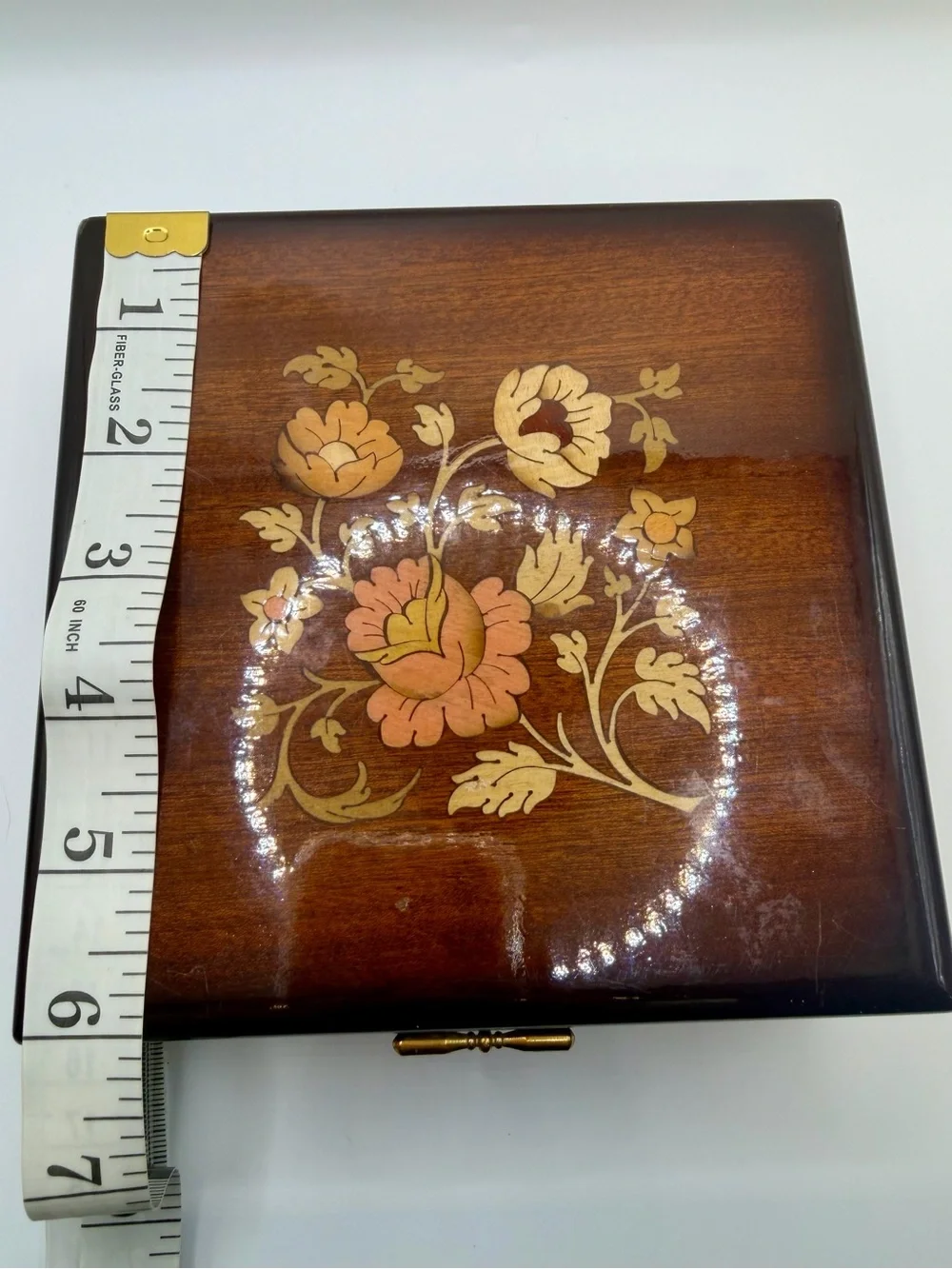Vintage Italian Inlaid Wood Jewelry Box Floral Marquetry (For Repair / As-Is)